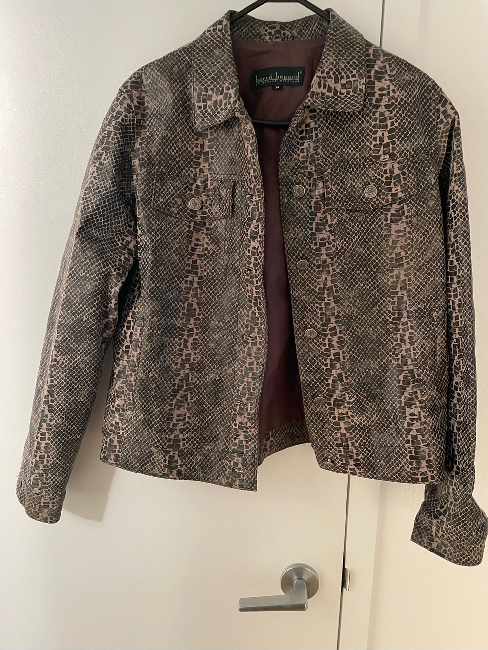 Vintage Brown Faux Snake-Print Jacket